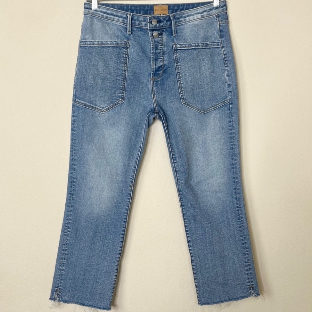 Driftwood Colette Straight Leg Cropped Raw Hem Button Fly Jeans, Size 31